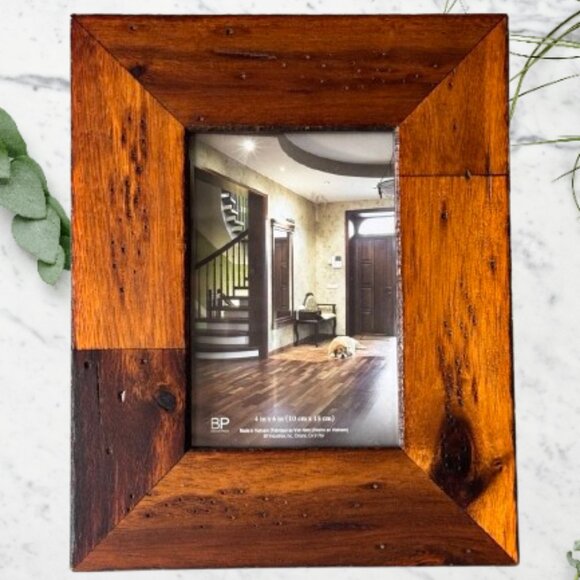 Wooden 4x6 Photo Frame Rustic Freestanding Tabletop Picture Display BP Industrie - Picture 1 of 7